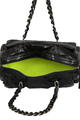 Chanel Matrasse Black Quilted Patent Leather Bag