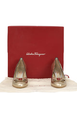 Salvatore Ferragamo Size 9D Carla Shell Vara Ornament Pumps