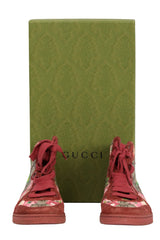 Gucci Marine Size 37.5 Floral Print Canvas & Suede Sneakers