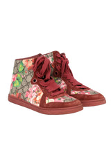 Gucci Marine Size 37.5 Floral Print Canvas & Suede Sneakers