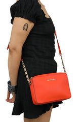 Michael Kors Jet Set Orange Camera Sling Bag