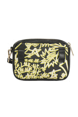 Michael Kors Black Graffiti Canvas And Leather Wristlet