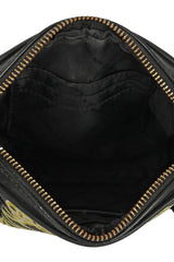 Michael Kors Black Graffiti Canvas And Leather Wristlet