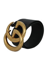 Gucci Black 75 Cm Leather Marmont Gg Logo Buckle Belt