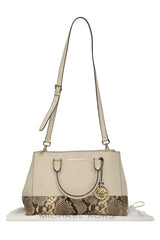 Michael Kors Beige Snake Print Embossed Tote Bag