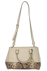 Michael Kors Beige Snake Print Embossed Tote Bag