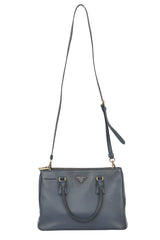 Prada Blue Leather Saffiano Top Handle Bag