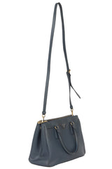 Prada Blue Leather Saffiano Top Handle Bag