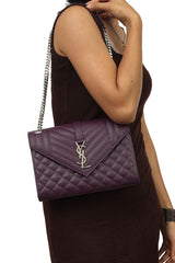 Yves Saint Laurent Violet Envelope Chain Medium Shoulder Bag