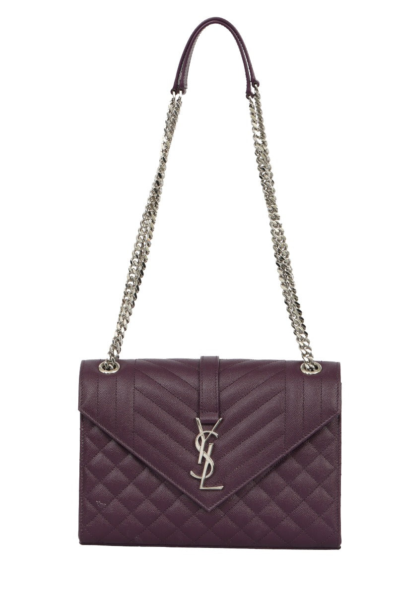 Yves Saint Laurent Violet Envelope Chain Medium Shoulder Bag