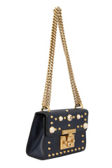 Gucci Navy Blue Studded Padlock Crossbody Bag