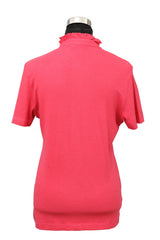 Tory Burch Size L Ruffle Trim Polo Shirt