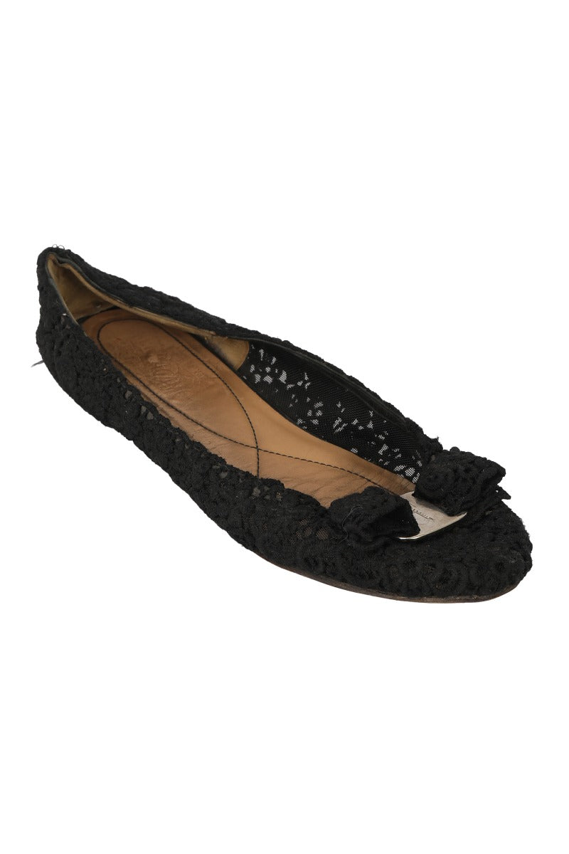 Salvatore Ferragamo Uk 6.5 Bombay Lace Ballet Flats