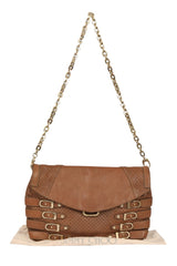 Jimmy Choo Brown Leather Perforated Shoulder Bag