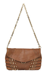 Jimmy Choo Brown Leather Perforated Shoulder Bag