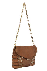 Jimmy Choo Brown Leather Perforated Shoulder Bag