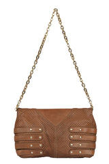 Jimmy Choo Brown Leather Perforated Shoulder Bag