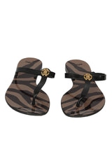 Roberto Cavalli EU 37 Animal Print Pvc Flip Flops