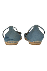 Tory Burch Size 8 Color Block Denim Ankle Strap Espadrilles