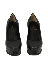 Fendi EU 37.5 Black Leather Fendista Platform Pumps