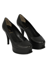 Fendi EU 37.5 Black Leather Fendista Platform Pumps