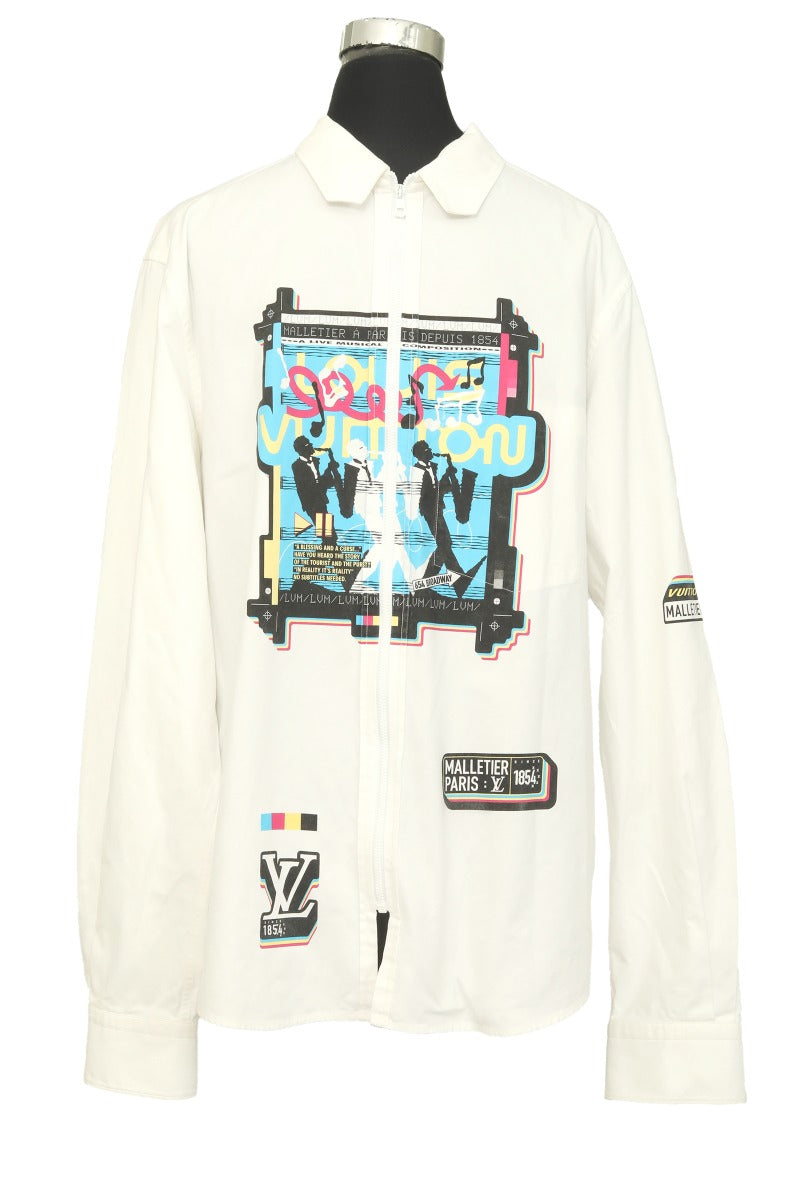 Louis Vuitton Size Xxl Technical Zipped White Graphic Jacket