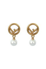 Fendi Logo Pearl Earring