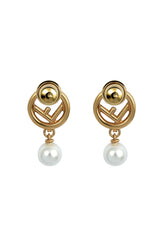 Fendi Logo Pearl Earring