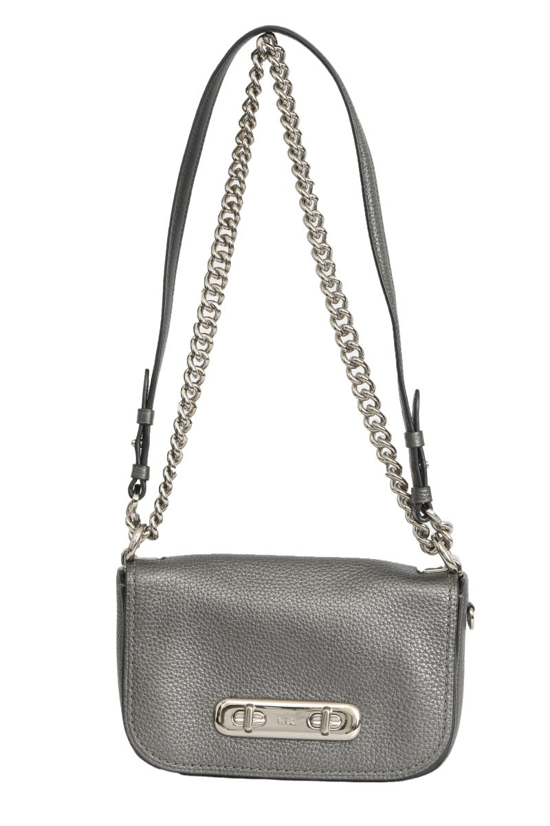 Coach Swagger Glitter Gray Leather Shoulder Bag