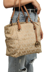 micheal-kors-beige-monogram-tote-bag