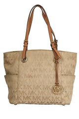 micheal-kors-beige-monogram-tote-bag