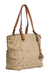 micheal-kors-beige-monogram-tote-bag