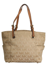 micheal-kors-beige-monogram-tote-bag