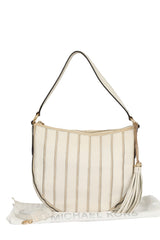 Micheal Kors Natural Applique Stripe Canvas Leather