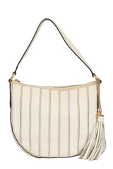 Micheal Kors Natural Applique Stripe Canvas Leather