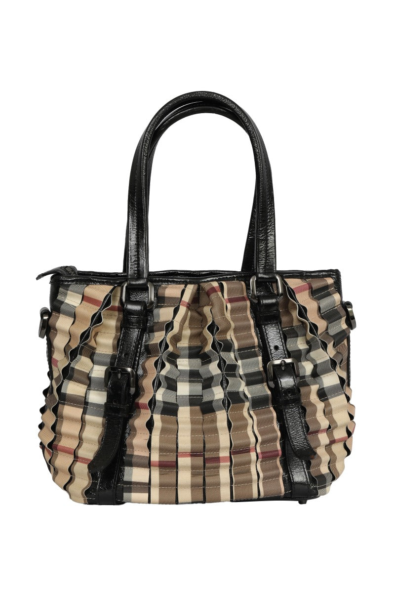 Burberry Nova Check Cartridge Pleat Handbag