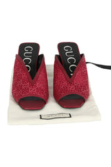 Gucci EU 39 Crystal Embellished Cherry Fabric Heels