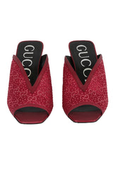 Gucci EU 39 Crystal Embellished Cherry Fabric Heels
