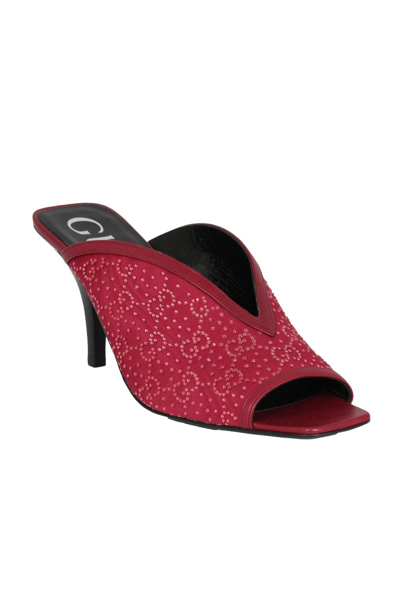Gucci EU 39 Crystal Embellished Cherry Fabric Heels