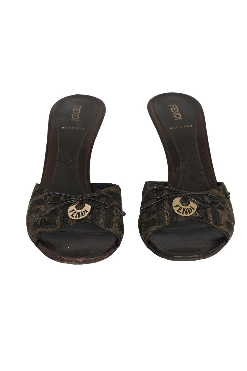 fendi-eu-39-brown-zucca-canvas-and-leather-bow-slides-heels