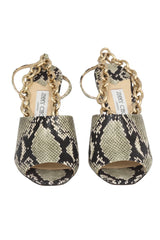 Jimmy Choo EU 39 Sae 90 Chain Strap Python-Effect Leather Sandals Heels