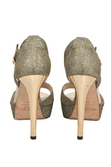 Jimmy Choo EU 38 Golden Glitter Linda Ankle Strap Heels