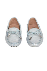 Tod'S EU 36.5 Stripped Silver Nubuck Women Loafers