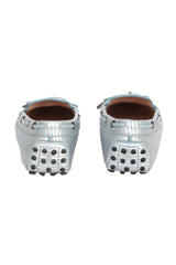 Tod'S EU 36.5 Stripped Silver Nubuck Women Loafers