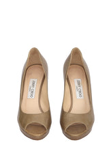 Jimmy Choo EU 38 Beige Shimmery Peep Toes