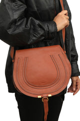 Chloe Marcie Rust Brown Leather Medium Sling Bag