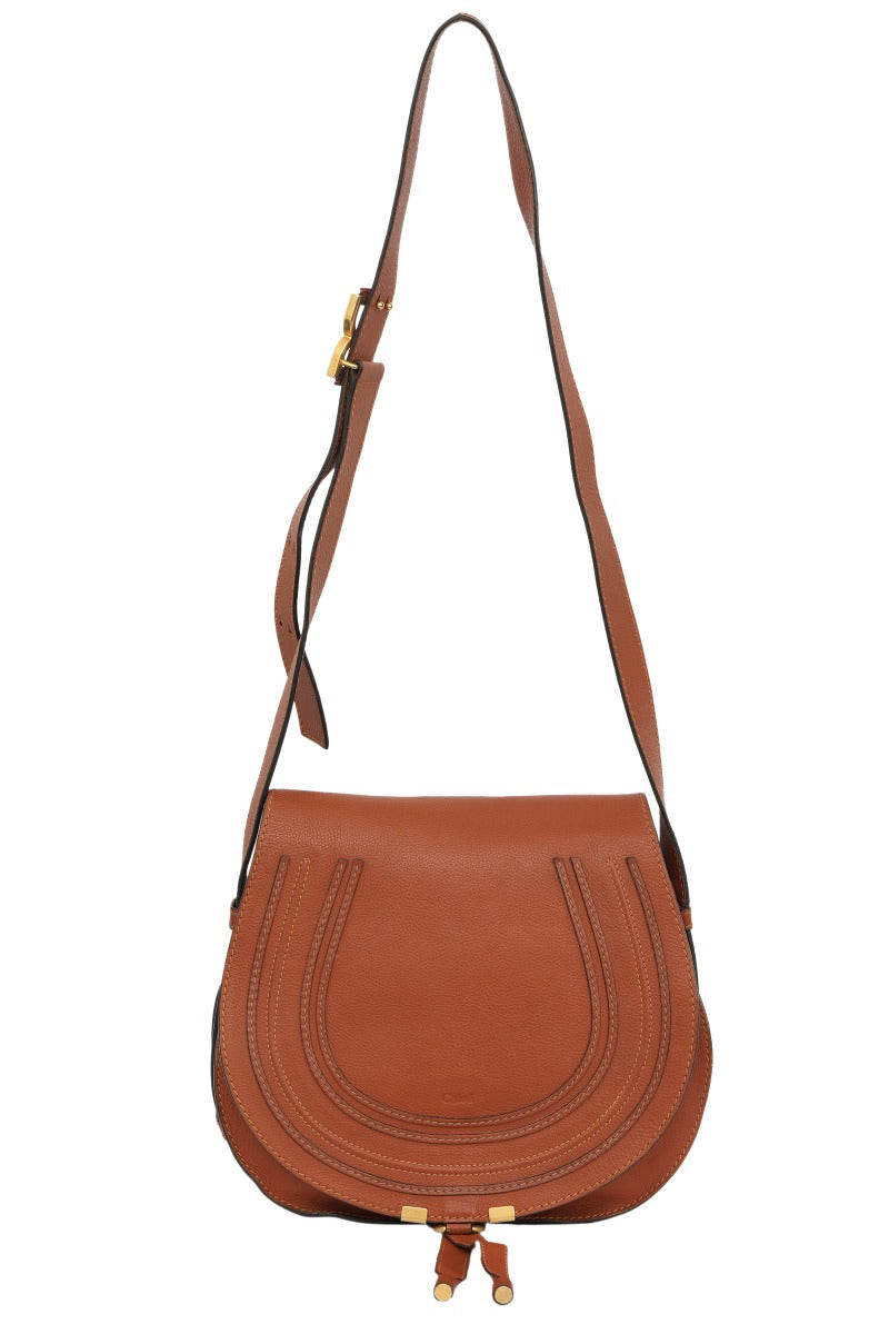 Chloe Marcie Rust Brown Leather Medium Sling Bag