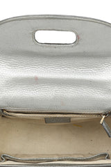 Gucci Bamboo Monogram Silver And Beige Top Handle Bag