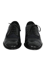 Dolce & Gabanna Size 7 Lace Up Oxford Denim And Black Shoes