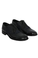 Dolce & Gabanna Size 7 Lace Up Oxford Denim And Black Shoes